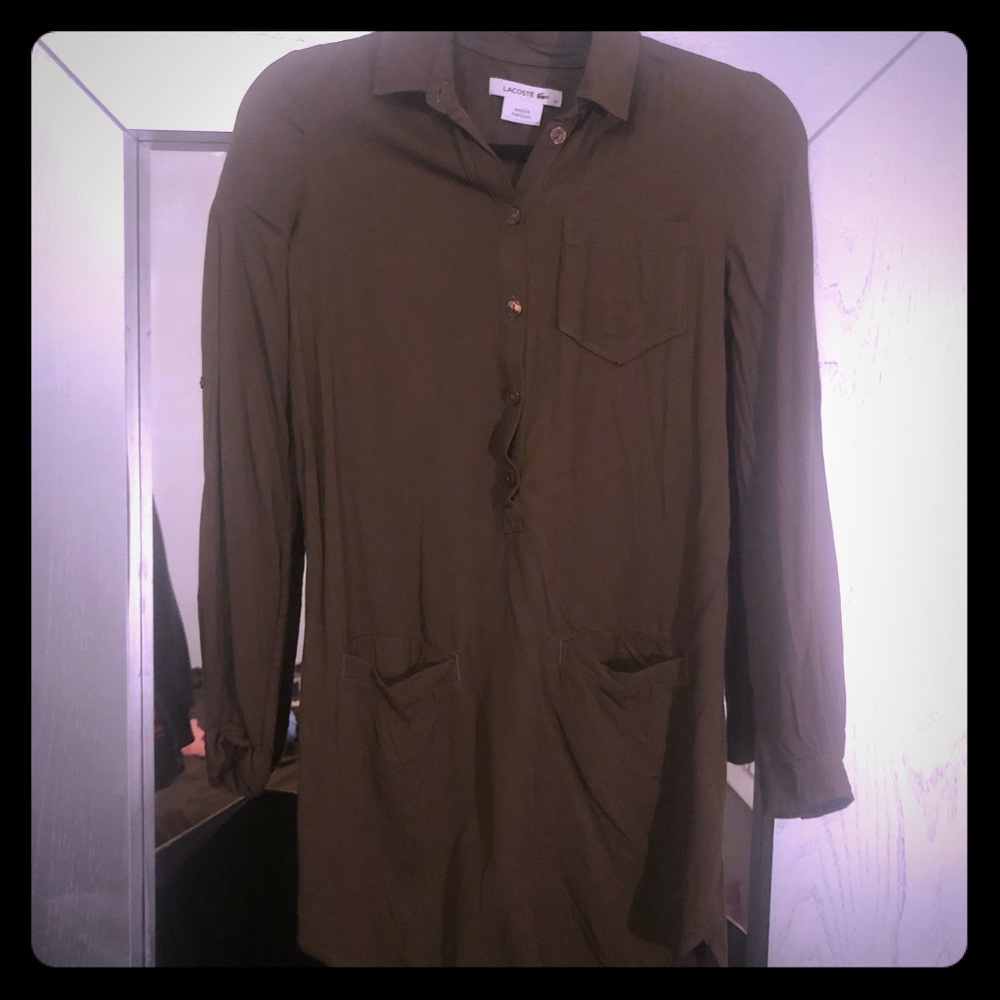 Lacoste tunic long sleeve dress top pockets 32 sm